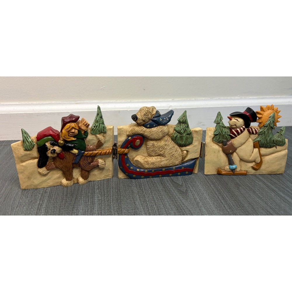 Seasonal Specialties Christmas Sledding 2001 Winter Folding Screen Holiday Bear